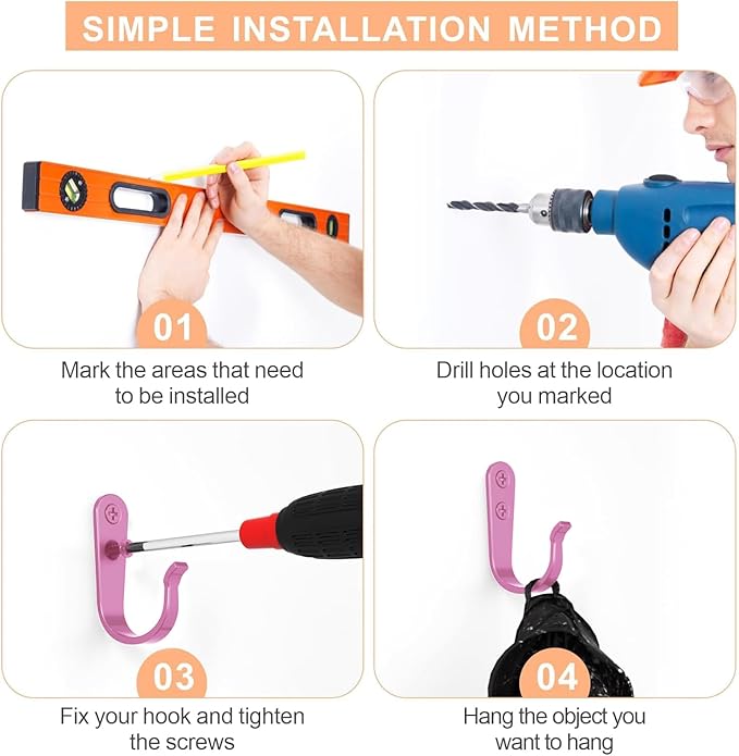 20PCS Wall Hooks for hanging, Metal Wall Hooks for Coats, Coat hooks for Wall - Image 3