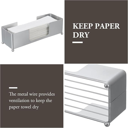 MyGift Paper Towel Holder, Modern Silver Tone Metal Tabletop Paper Dispenser - Image 2