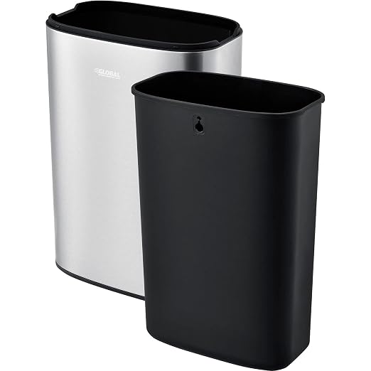 Global Industrial 10-1/2 Gallon Stainless Steel Slim Open Top Receptacle - Image 7