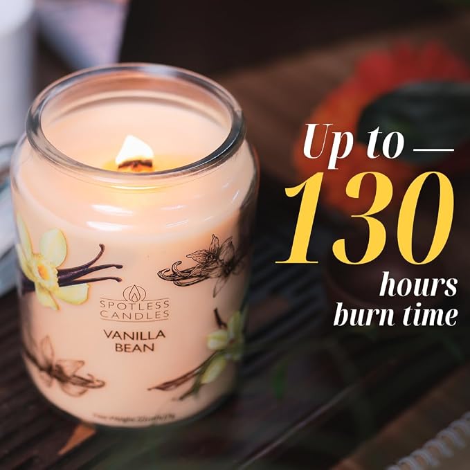 Candle Vanilla Bean 22oz with Wooden Wick in a Presentation Gift Box & - Image 2