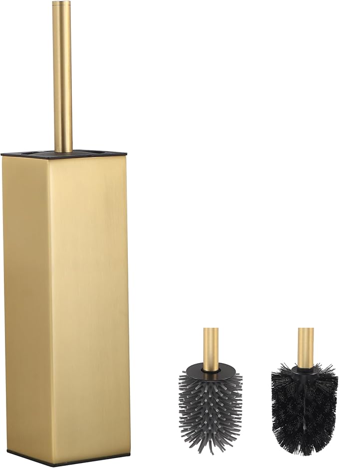 BVL Toilet Brush and Hoder Set Brushed Gold Freestanding by BVLBath