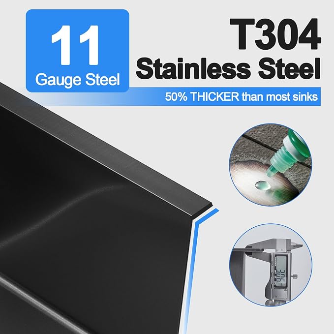 23x18 Inch Kitchen Sink, Handmade 304 Stainless Steel Sink, Topmount - Image 2