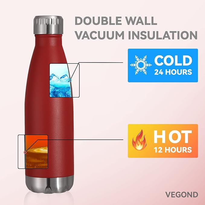 VEGOND 17oz Stainless Steel Water Bottles, Reusable Metal Sports Water Bottle - Image 5