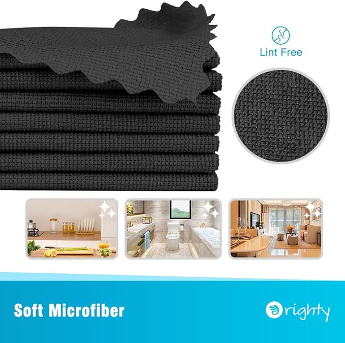 Orighty Black Microfiber Cleaning Cloth, 50 Pack Highly Absorbent Cleaning - Image 2