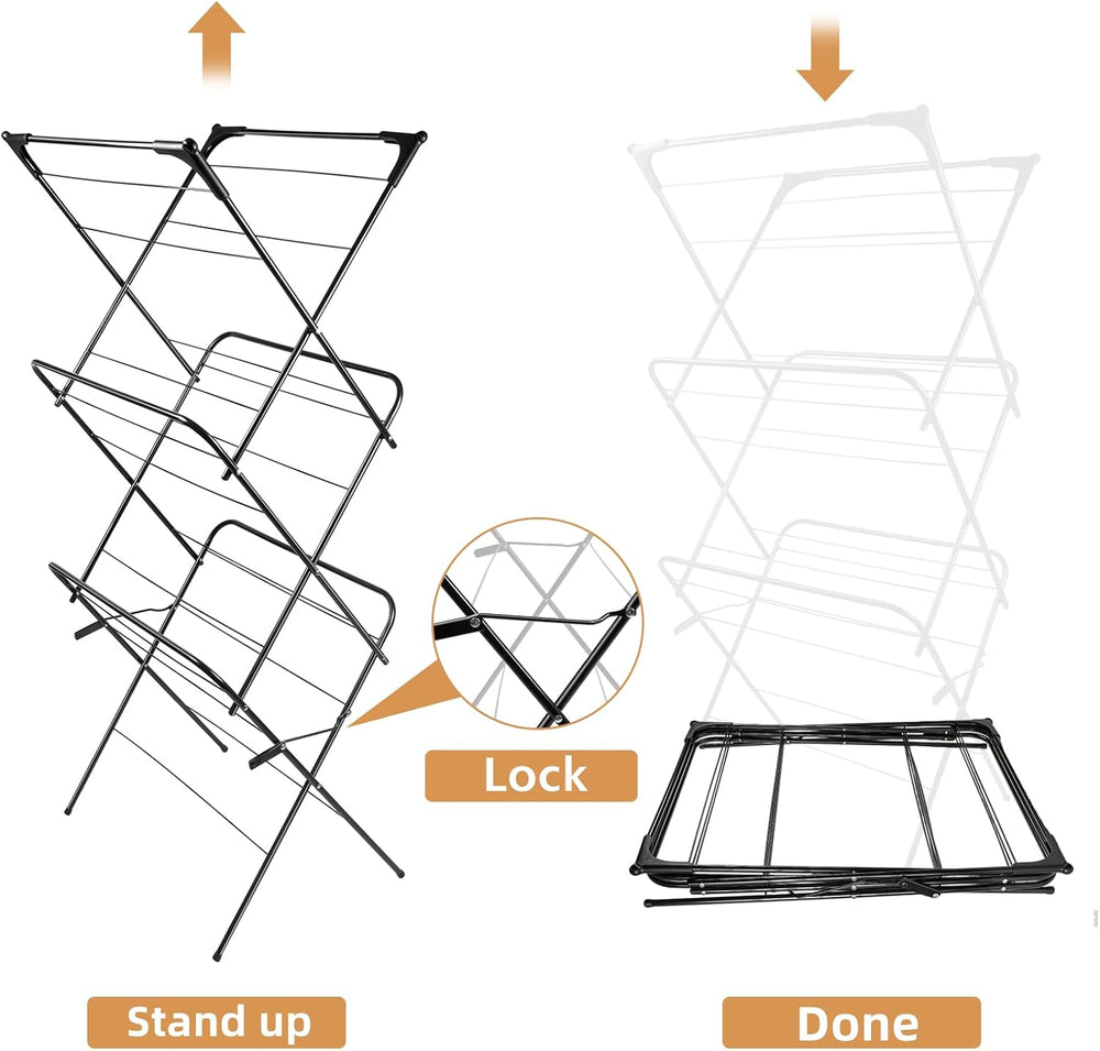 Foldable Clothes Drying Rack Laundry Drying Rack Black