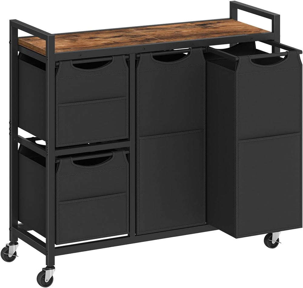 HOOBRO Laundry Sorter with 4 Section, 34 Gal. (127 L) Laundry Hamper with Whe...