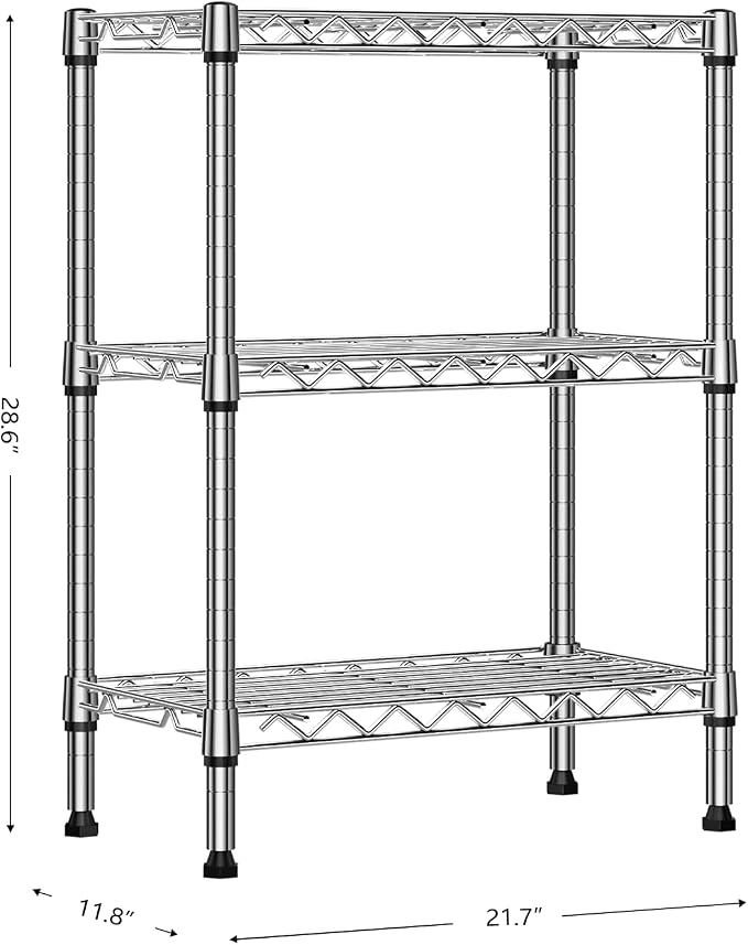 750 lbs 3 Tier Shelf Metal Storage Shelves Wire Rack Closet Organizers