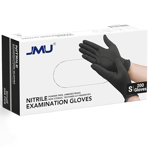 JMU Black Nitrile Gloves Small, Disposable Gloves Latex Free Powder Free by JMU
