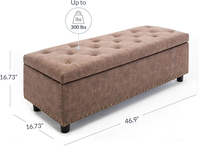 BELLEZE 47" Storage Ottoman, Storage Bench - Image 2