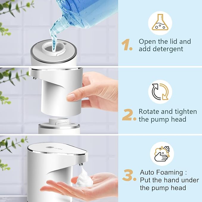 Automatic Foaming Soap Dispenser, Type C Rechargeable Hand Free Pump Soap - Image 4