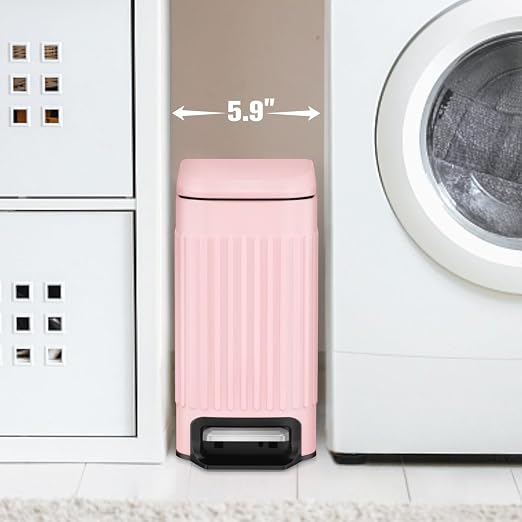 TrashAid Pink Bathroom Trash Can, 1.6 Gallon Stainless Steel Small Garbage Can - Image 2