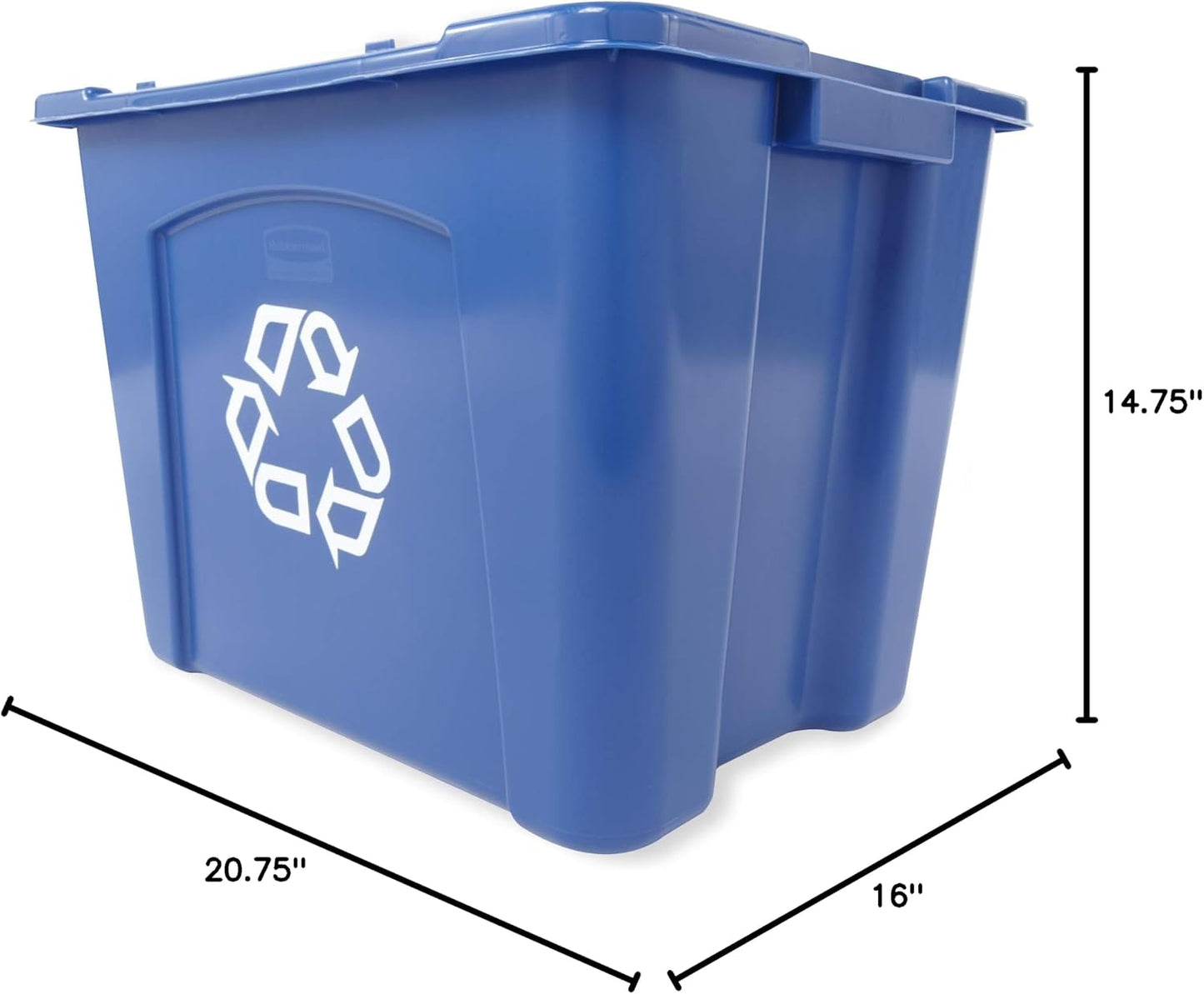 Rubbermaid Commercial Products Stackable Recycling Bin, 14 Gallon, Blue Storage Container, for Garage/Kitchen use for Boxes/Paper Recycle (Pack of 6)