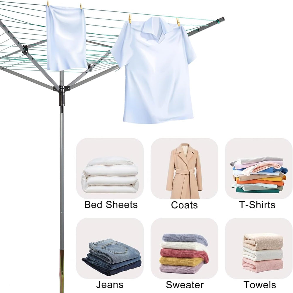 Umbrella Drying Rack Outdoor Umbrella Clothesline Rotary Retractable Clothes ...