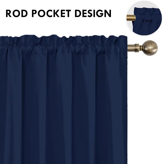 DWCN Bedroom Blackout Curtains 60 x 63 Inches Length 2 Panels Set, Solid - Image 4