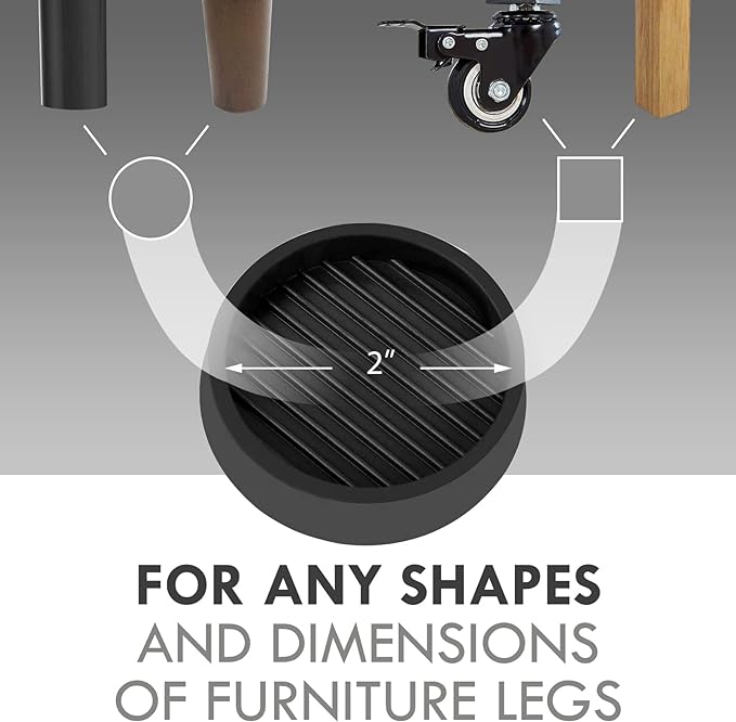 2X2 Round Rubber Caster Cups, Non Slip Furniture Pads, Anti-Slip Gripper - Image 2