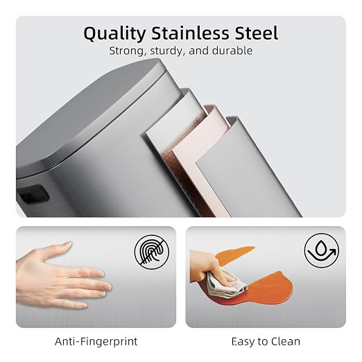 KUK 13 Gallon/50L Stainless Steel Kitchen Trash Can - Image 6
