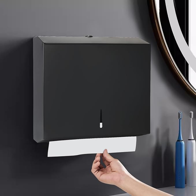 Paper Towel Dispenser Wall Mount, Matte Black Stainless Steel Commercial Paper - Image 7