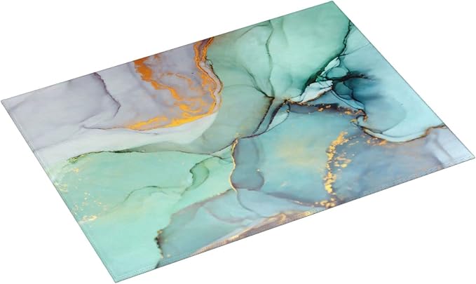 Teal Marble Golden Swirls Pattern Dish Drying Mats - Image 2