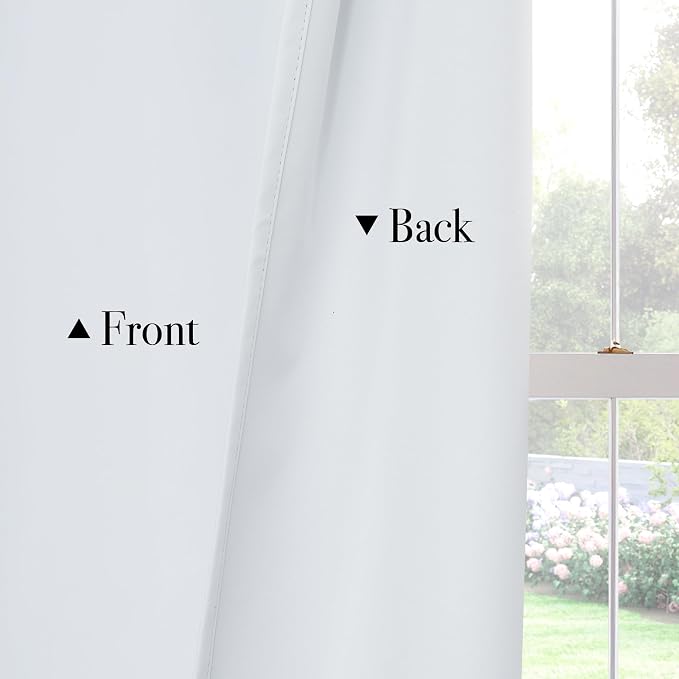 PONY DANCE White 100% Black Out Curtains 54 inch Length, Thermal Insulated - Image 3
