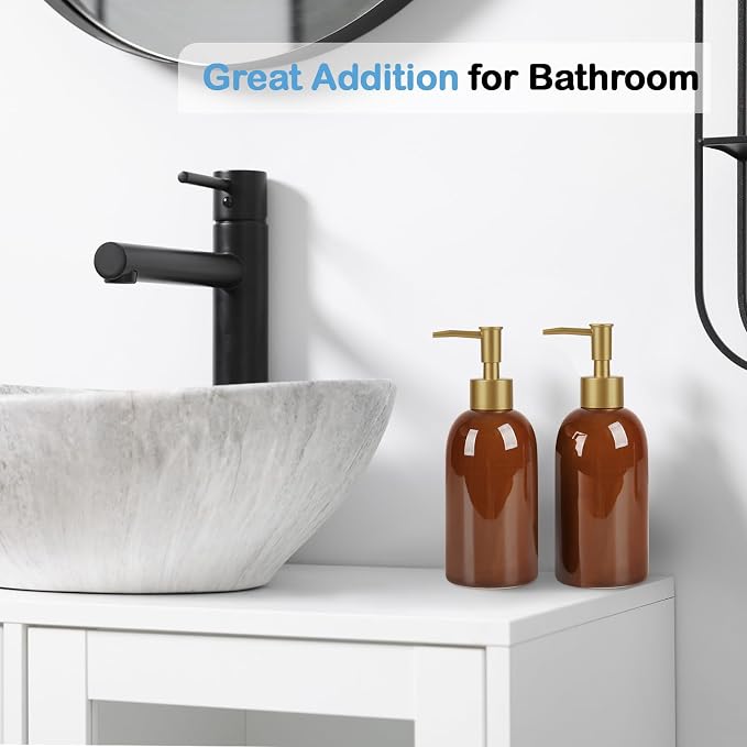 Natheeph 14OZ Ceramic Soap Dispenser Ceramic Soap Pump Dispenser Can Fill Liquid - Image 5