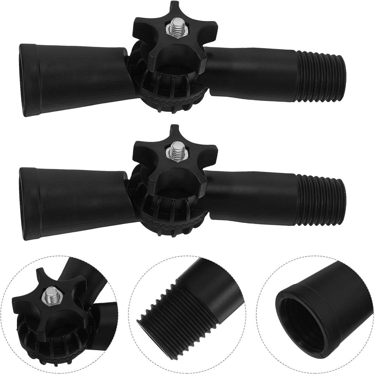 BESTYASH 2pcs Adjustable Angle Adapter for Extension Pole, Threaded Mop Pole Connector, Rotatable Swivel Joint for Duster Attachments, Paint Roller Rod, Window Cleaning Tools, 0. 71 Inch Diameter
