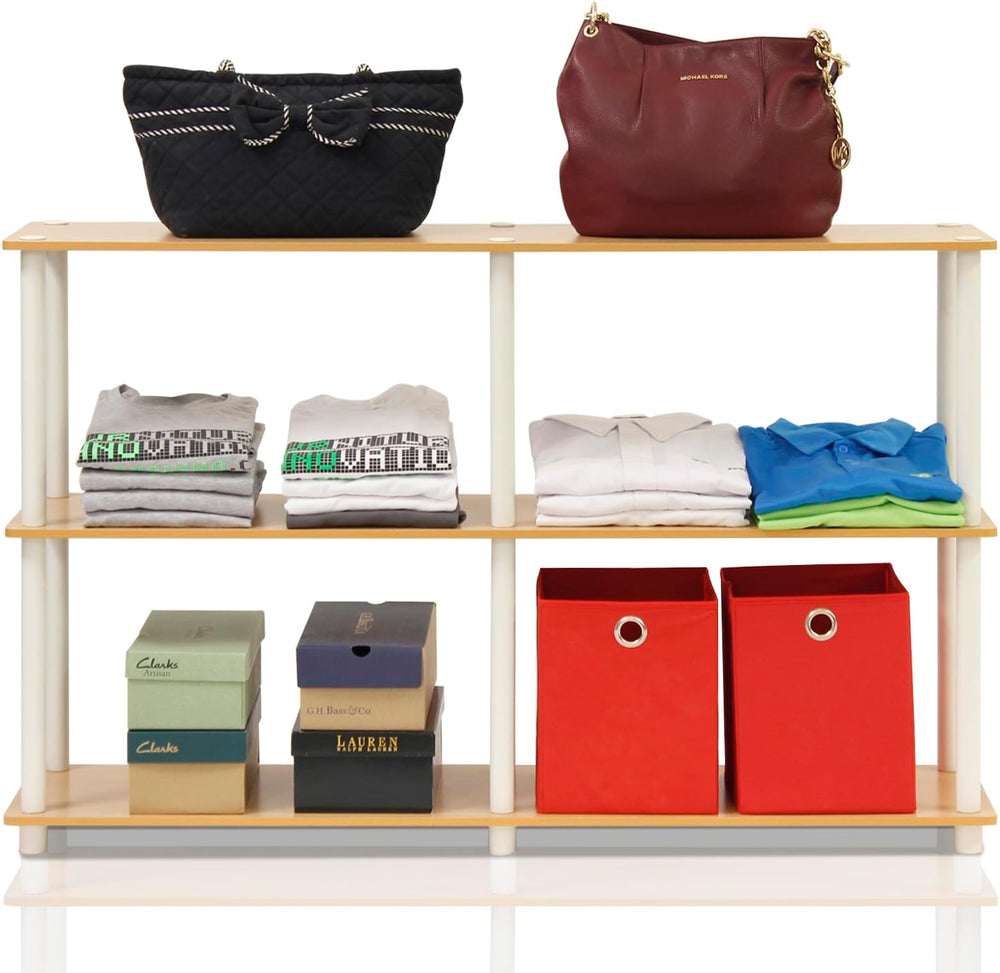 Furinno TURN-N-TUBE Storage Shelves, 3-Tier 47.4 Wide Book Shelf, Corner Shel...