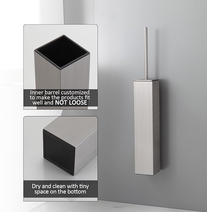 BGL Toilet Brush and Holder Set Brushed Nickel Wall Mounted - Image 4