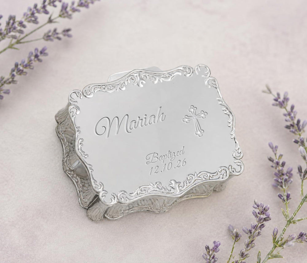 Cherished Moments Personalized Baptism Rectangle Jewelry Box