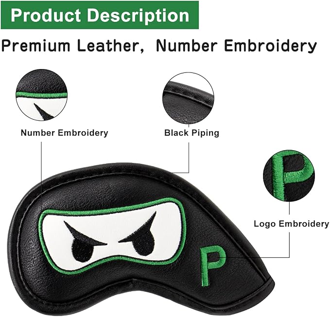 Premium Leather Golf Club Iron Covers - Image 5