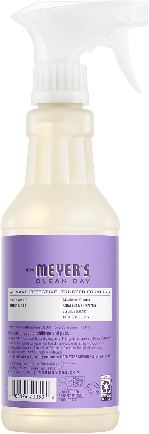 Mrs. MEYER'S CLEAN DAY Multi-Surface Everyday Cleaner, 16.0 Fluid Ounce | Removes Dirt and Freshens Surfaces, Everyday Use, All-Purpose Cleaner, Cruelty Free, Made with Essential Oils