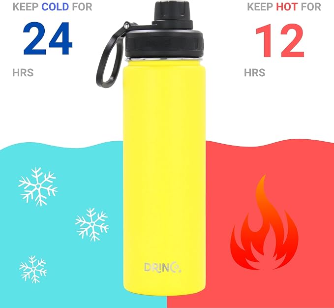 DRINCO Stainless Steel Water Bottle Spout Lid Vacuum Insulated Double Wall - Image 3