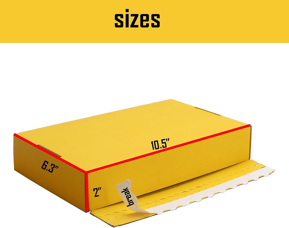 Yellow Hard Corrugated Shipping Boxes 10.5x6.3x2 Inch Gift Packaging Boxes
