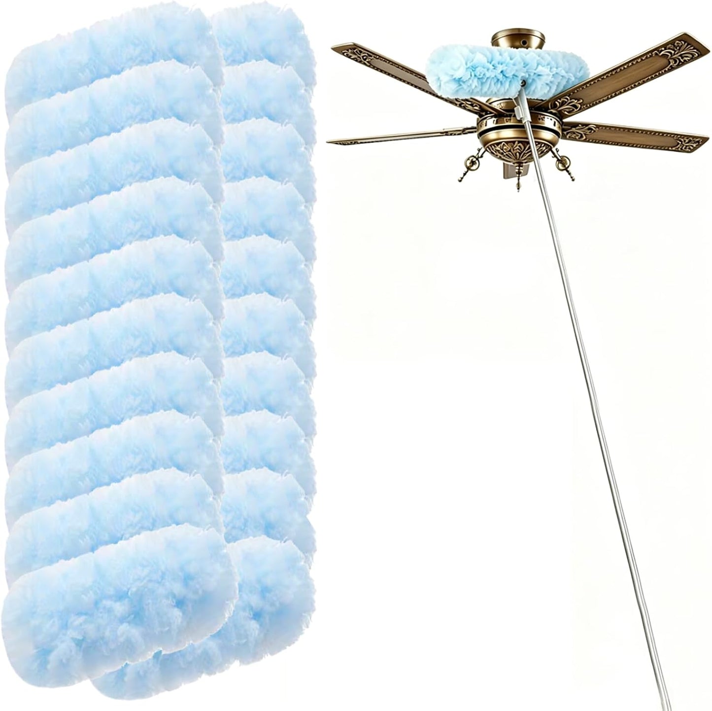6 ft Extendable Handle with 20 Duster Refills, Heavy Duty Duster Refills Kit Compatible with Swiffer for Ceiling Fan Blades, Cleaning, Dusting, Furniture, Blind, Hard-to-Reach Areas