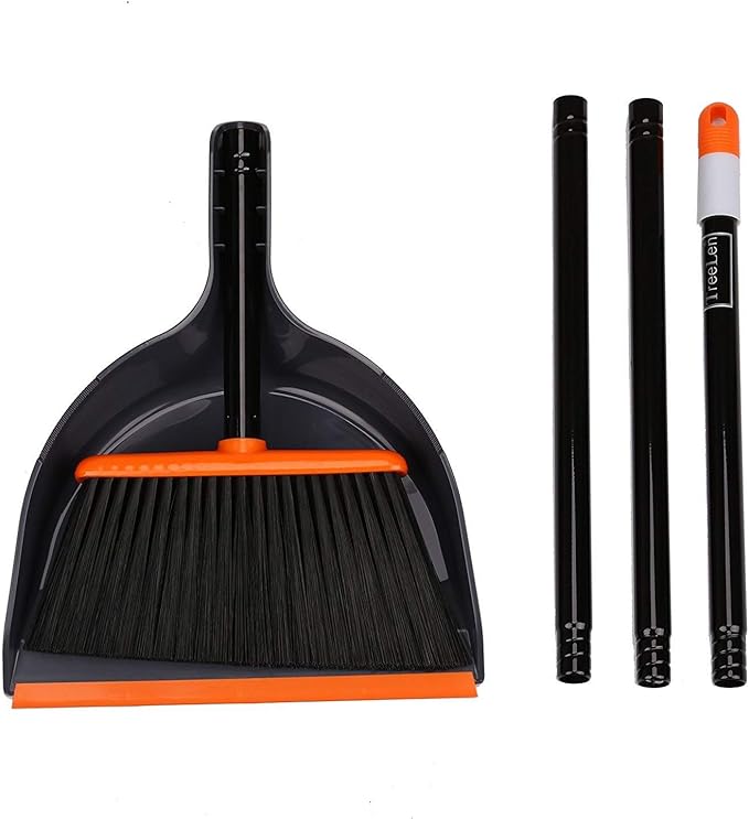 TreeLen Angle Broom and Dustpan Set, Dust Pan Snaps On Broom Handles Orange - Image 6