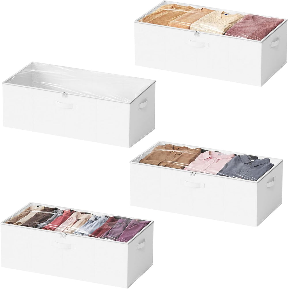 SpaceAid 4 Pack 10" High Under Bed Storage Containers, Large Underbed St...