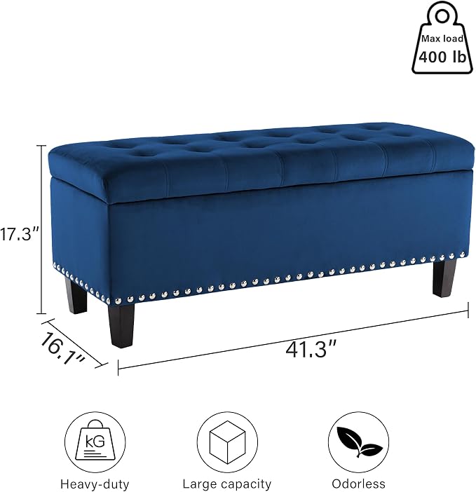 Ottoman with Storage, Storage Ottoman Bench with Button-Tufted, Upholstered End - Image 2