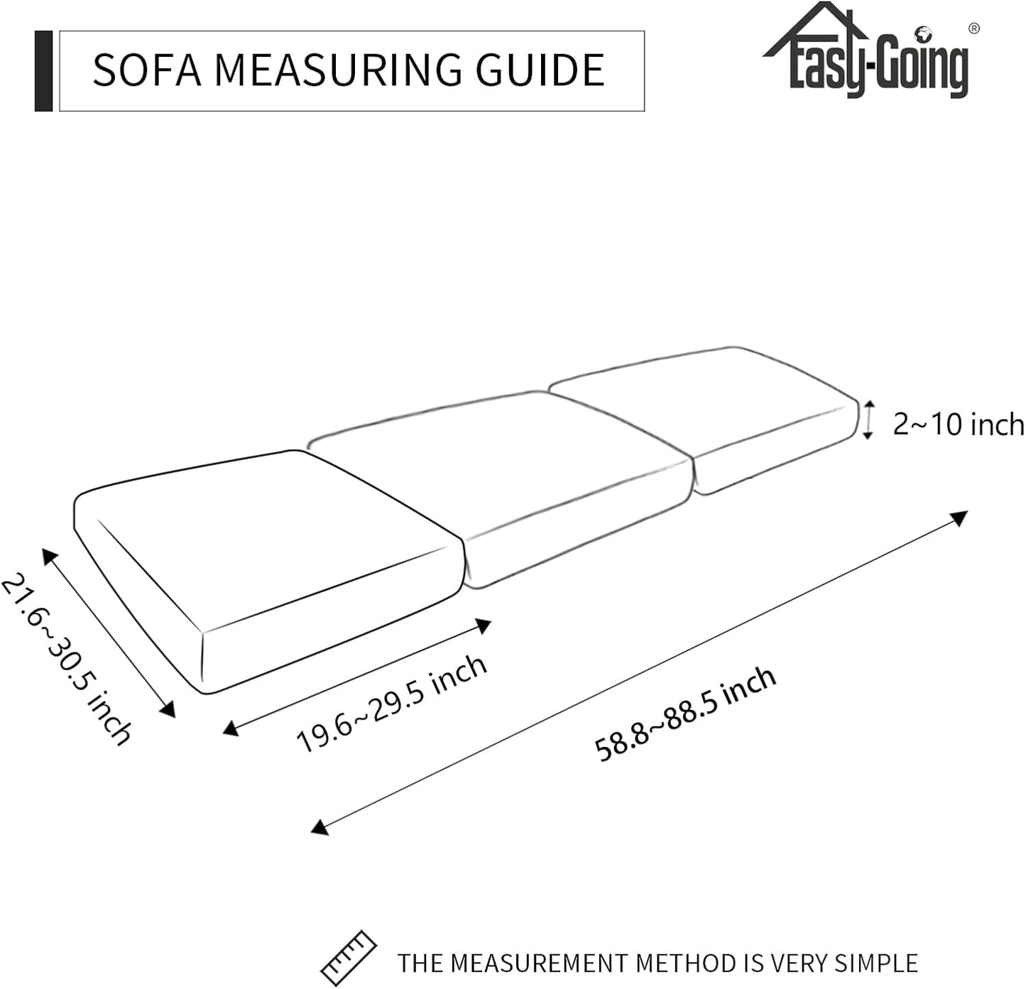 Easy-Going Stretch Individual Chair Couch Cushion Cover Sofa Cushion Furniture Protector Sofa slipcover Soft Flexibility with Elastic Bottom (3-piece Sofa Cushion Cover, Dark Gray)
