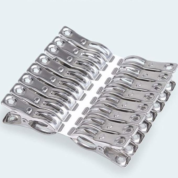 Clothes Pins 32 Pcs Metal Beach Chair Towel Clips, Heavy Duty Stainless Steel - Image 5