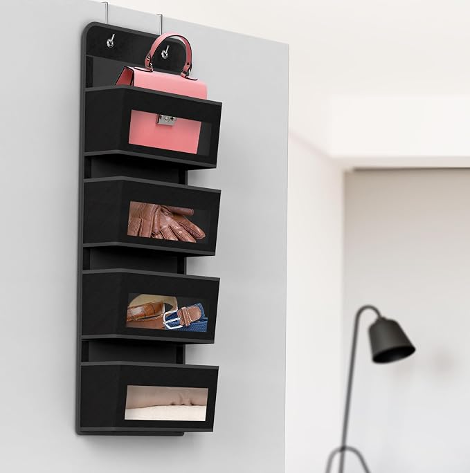 Simple Houseware 4 Clear Window Pocket Over Closet Door Storage Hanging - Image 7