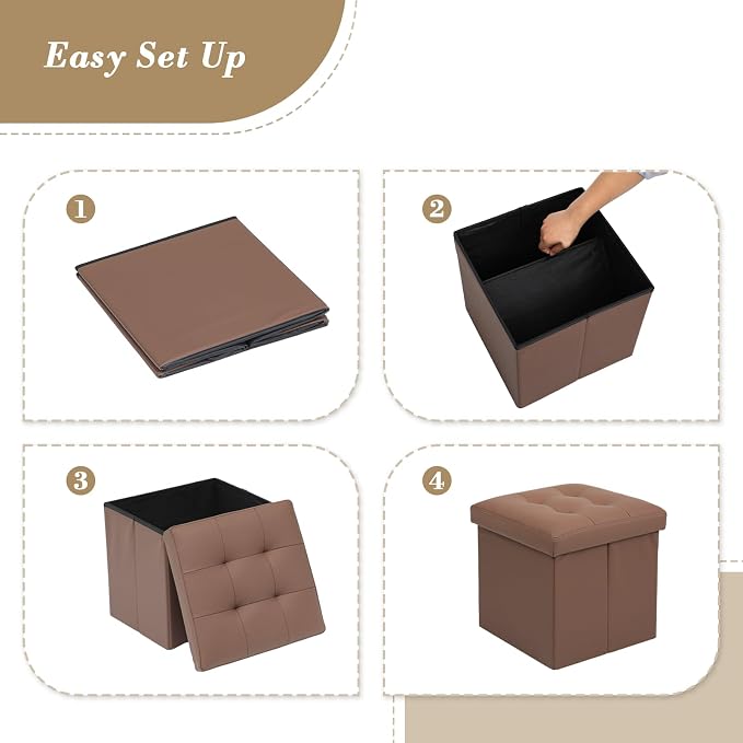 Athena Collection 15" Storage Ottoman Bench Folding Bench - Image 8