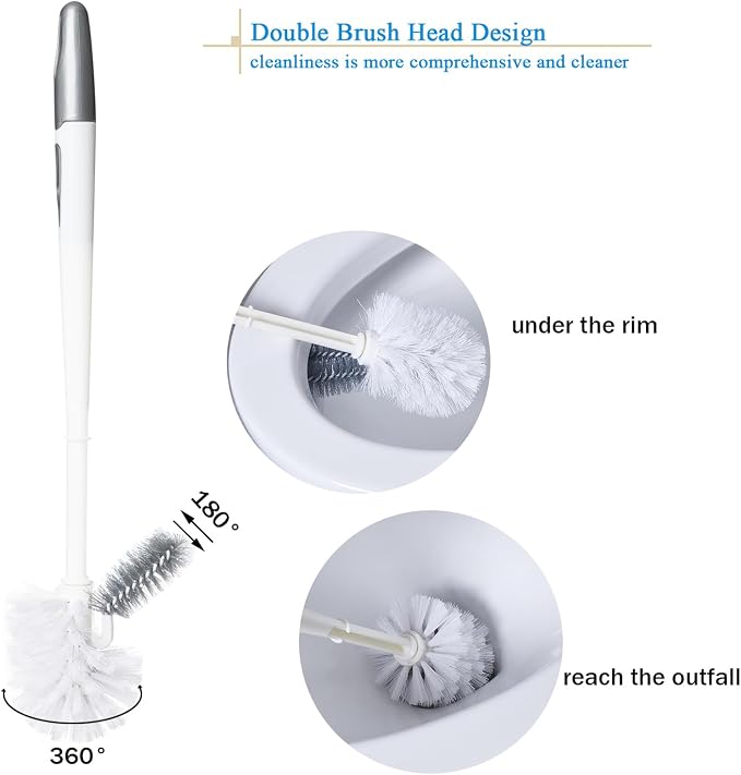 2 Pack Toilet Bowl Brush with Holder - Image 3
