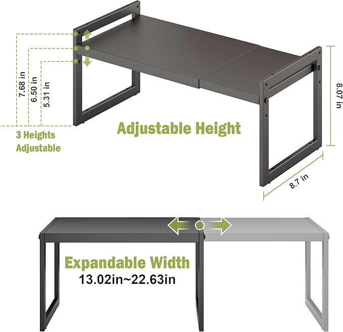 DOLALIKE Expandable kitchen Countertop Organizer, Stackable Cabinet Shelf - Image 2