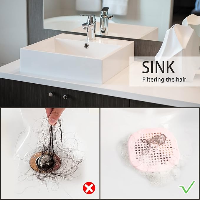 2 Pack Shower Drain Hair Catcher Silicone Drain Protector Hair Stopper - Image 4