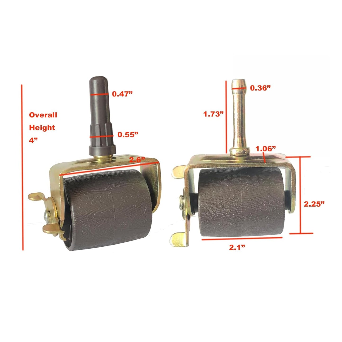 Metal Stem Heavy Duty Bed Frame Wheels Casters Rollers with Socket Sleeve Insters, Set of 4 Locking