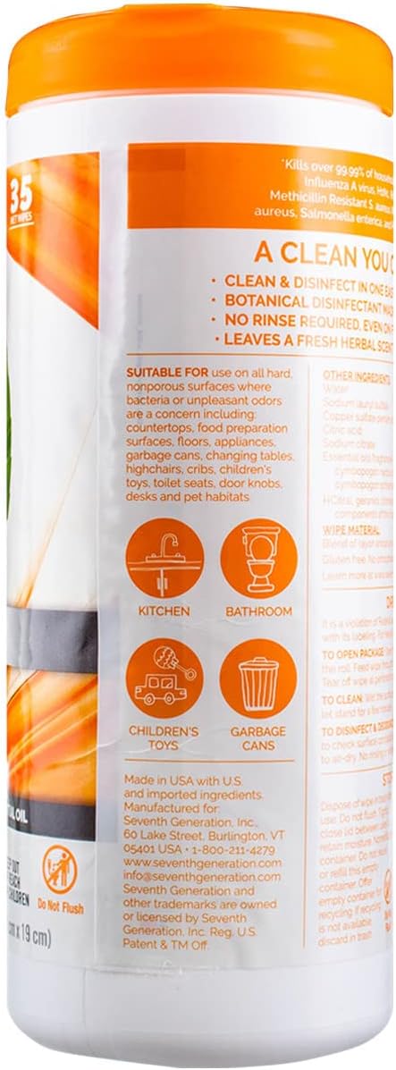Seventh Generation Multi-Surface Disinfecting Wipes, Lemongrass Citrus - Image 3