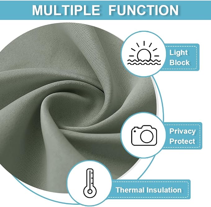 RYB HOME Sage Green Curtains, Small Window Curtains Tiers - Image 7