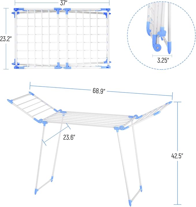 Clothes Drying Rack, Gullwing Laundry Rack, Collapsible, Space-Saving Laundry - Image 2