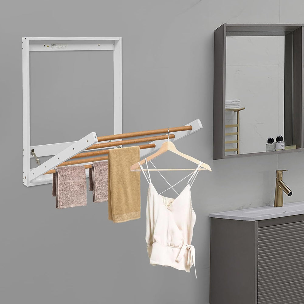 Wall Mount Clothes Drying Rack for Laundry, Foldable Wall Mount Laundry Rack ...