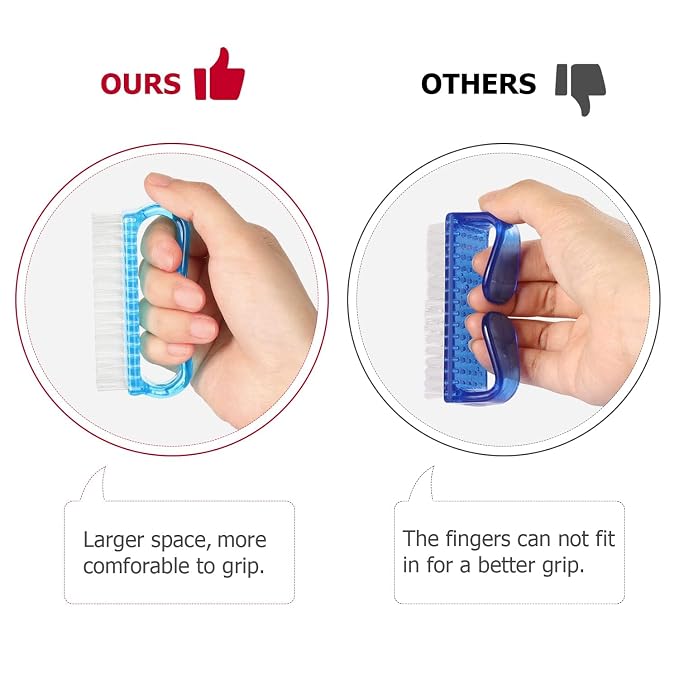 Handle Grip Nail Brush, Hand Fingernail Brush Cleaner Scrubbing Kit Pedicure - Image 3