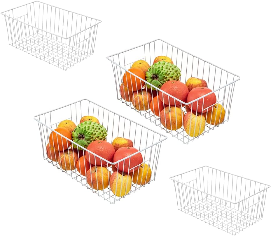 16inch Freezer Wire Storage Organizer Baskets, Household Refrigerator Bins wi...